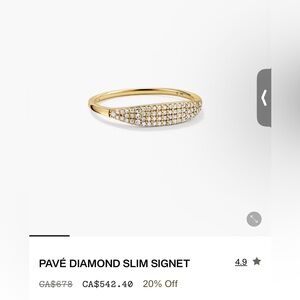 Mejuri size 5 Pave Diamond Slim Signet ring